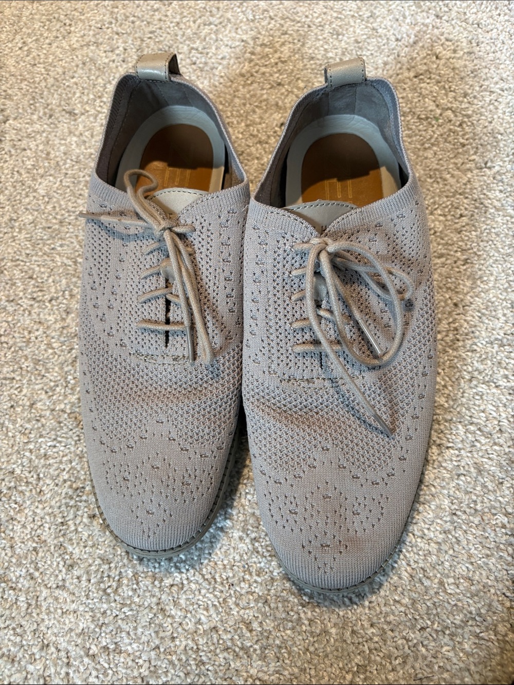 Cole Haan Men's Taupe Knit Lace-Up Oxfords